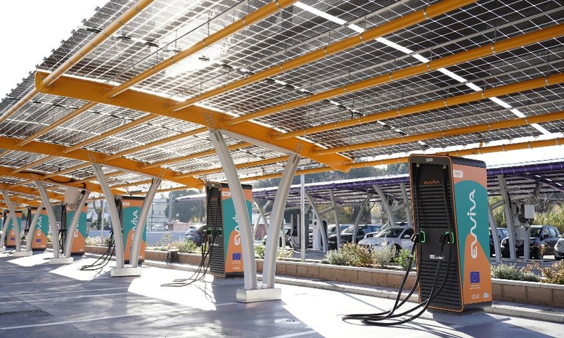 Enel charging points are pictured in Italy.